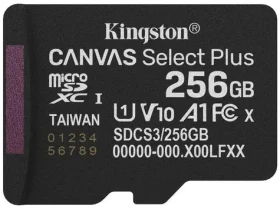 Kingston Canvas Select Plus Gen3 microSDXC 256GB / UHS-I V30 / U3 / Class 10 / čtení: až 150MBs / zápis: až 150 MBs (SDCS3/256GBSP)