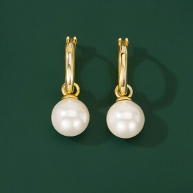 Stříbrné náušnice s říční perlou Giada, stříbro 925/1000, Zlatá Bílá