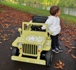 Mamido Dětský elektrický vojenský Jeep Willys 4x4 béžový
