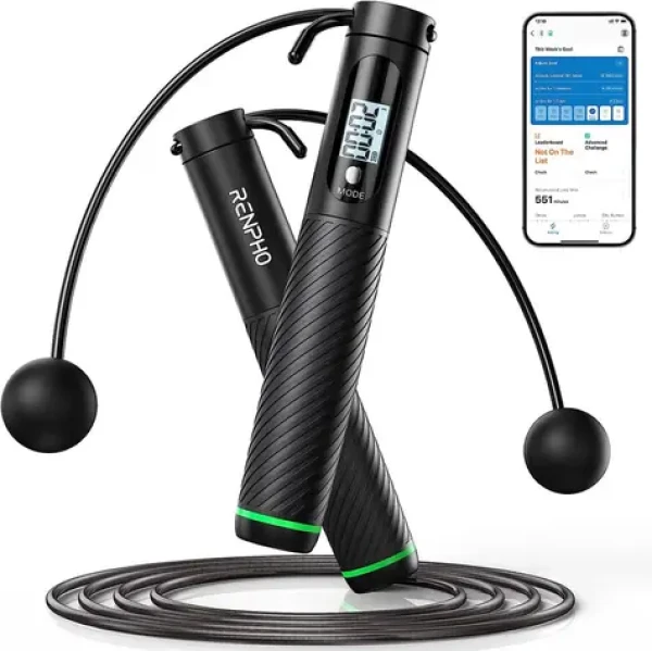 RENPHO Švihadlo Smart Jump Rope 2in1 černá / LCD displej / 2x AAA (R-Q008)