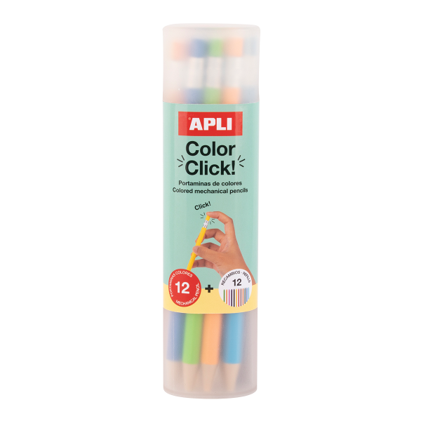 APLI pastelky stiskací s náhradními tuhami, 12 ks, mix barev