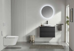 CERANO - Koupelnová skříňka Velora - černá matná, úchytka černá + deska pod umyvadlo Navira Slim - 18 mm - 60x54,8x46,5 CER-664762