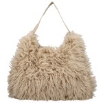 Stylová dámská plyšová kabelka do ruky Oresti, béžová