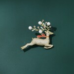 Vánoční brož Swarovski Elements Rudolf 2 - vánoční sob, Zlatá