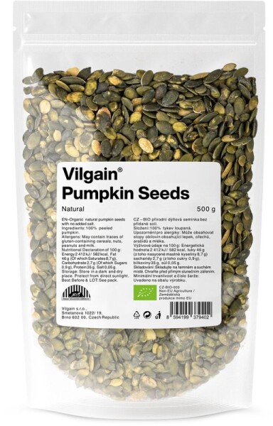 Vilgain Dýňová semínka BIO – 3× 500 g