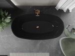 MEXEN/S - Eris volně stojící vana 170 x 80, černá, sifon a přepad růžové zlato 53441708070-60