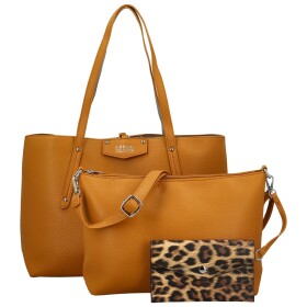 Módní dámský set koženkových kabelek Coveri Elisha, žlutý