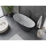MEXEN/S - Olea volně stojící vana vzor 170 x 80, bílá/černá, sifon a přepad grafit metal 52821708075-95