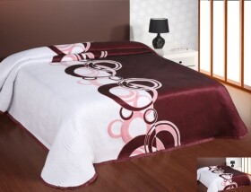 DumDekorace Luxusní oboustranný přehoz na postel bílo růžovo bordový s motivem Šířka: 220 cm | Délka: 240 cm