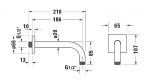 DURAVIT - Příslušenství Sprchové rameno, 21 cm, chrom UV0670036010