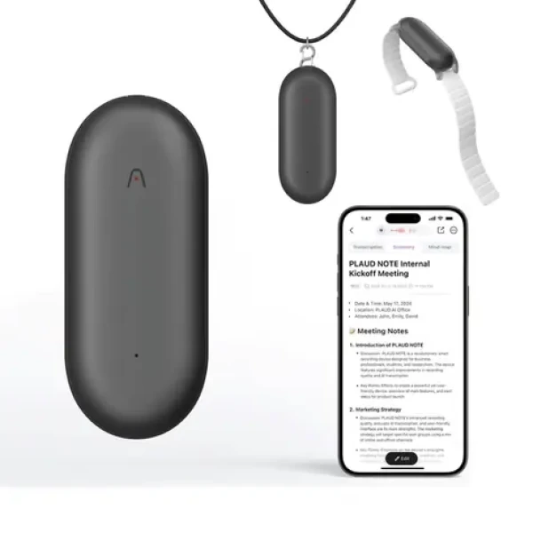 PLAUD Note Pin Grey - AI hlasový záznamník (2025) / Diktafon / Kapacita 64 GB / Výdrž baterie 20 h / BT / USB / WiFi (NotePin Cosmic Gray (25))