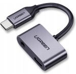 UGREEN Hub USB-C (M) - USB-C (F) 3.5mm Jack (F) šedá (6957303855964)