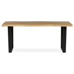 Stůl jídelní, 180x90x75 cm, MDF deska, dekor divoký dub, kovová nohy ve tvaru U, černý matný lak