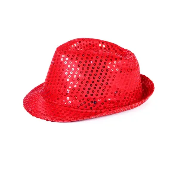 Rappa Klobouk disco červený s LED světlem pro dospělé