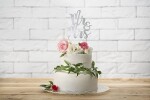 PartyDeco zapichovací dekorace na dort stříbrná Mr&Mrs