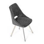 Židle jídelní, šedá látka, kovové nohy, broušená nerez.