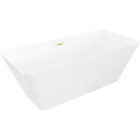 MEXEN/S - Velo Slim volně stojící vana 170 x 75, bílá, sifon a přepad zlatá kartáčovaná 52811707500-55