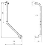 Úhlové držadlo krytkami 400x400mm bílé R66404,11