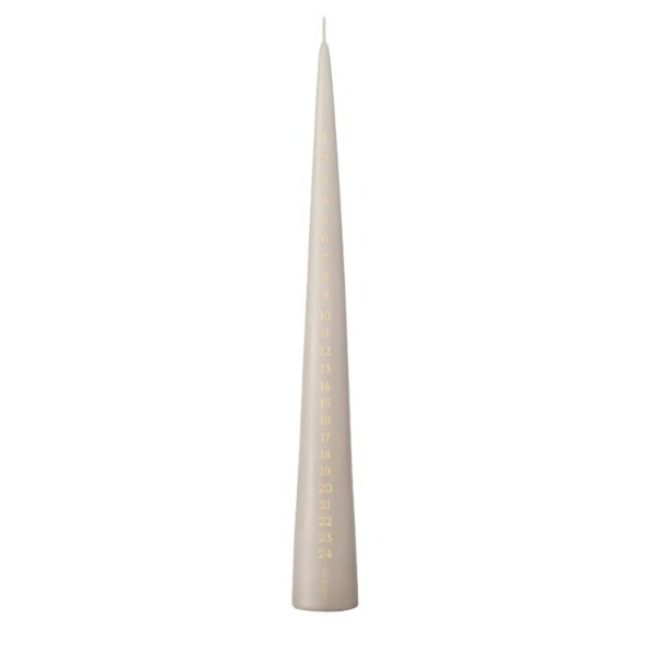 Ester & erik Adventní svíčka Cone 37 cm – 22 Linen Grey, béžová barva, krémová barva, vosk