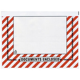 500 x Samolepicí obal na doprovodnou dokumentaci, 160x110mm, DOCUMENTS ENCLOSED, s opětovně uzavíratelným uzávěrem