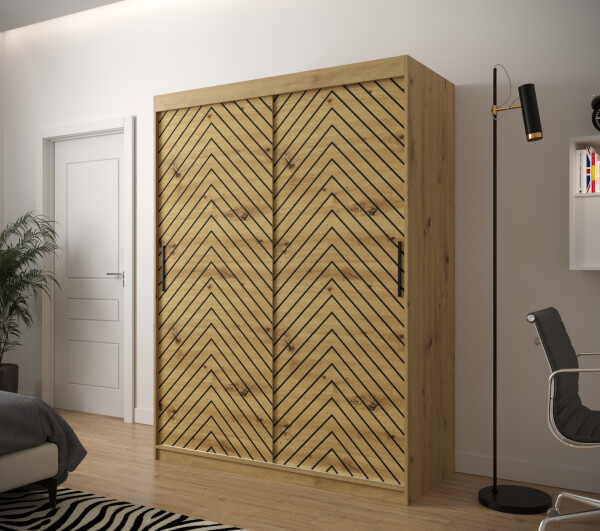 Šatní skříň Abi Jodelka 1 Barva korpusu: Dub artisan, Rozměry: 150 cm, Dveře: Dub artisan