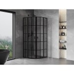 MEXEN/S - Mist L sprchový kout čtvrtkruh, křídlové 90 x 90, černá kratka, černá 8A32L-090-090-70-77