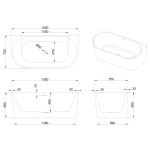 INVENA - Volně stojící vana příčné 150 cm Astri se sifonem AN-03-15U-F
