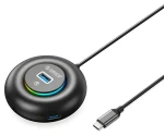 Orico YXR4-C3 černá / USB hub / 4x USB-A 3.0 / RGB / audio port / 0,3m