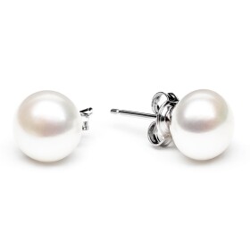 Náušnice s bílou 8.5-9 mm perlou Stephanie, stříbro 925/1000, Bílá