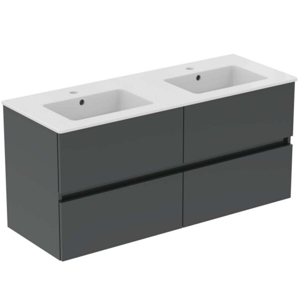 IDEAL STANDARD - Eurovit+ Skříňka s dvojumyvadlem, 55x120x44 cm, 4 zásuvky, tmavě šedá R0577TI
