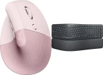 Logitech Lift růžová + Ergo K860 / Sada / Ergonomická myš + klávesnice / bezdrátová 2.4 GHz / pro praváky