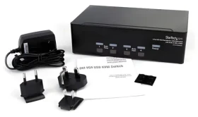 StarTech DVI VGA KVM přepínač černá / KVM přepínač / DVI / VGA / USB / max. 1920 x 1200 px / 5 portů (SV431DDVDUA)