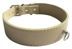 Huhubamboo Exclusive obojek béžová S / Obojek pro psy / 24 mm / 26-31 cm / hovězí kůže (355513)