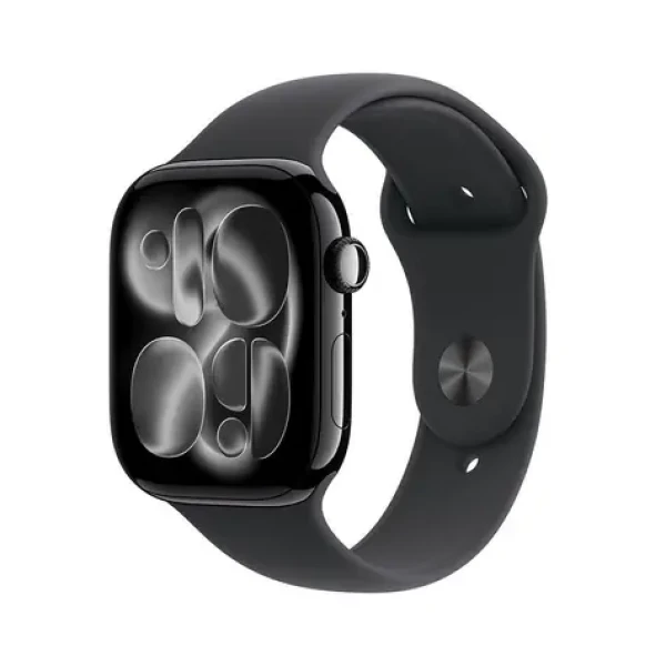 Apple Watch Series 11 GPS 42mm Klavírně černé hliníkové tělo - Černý sportovní řemínek M/L / 150–200 mm (MEQU4MP/A)