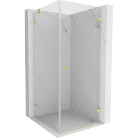 MEXEN/S - Lunar-B sprchový kout dveře křídlové pravá 80 x 80, transparent, zlato kartáčovaná 832-080-080-55-00-P