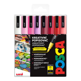 Posca sada popisovačů PC-3M, LOVE, 0,9 - 1,3 mm, mix teplých tónů (8 ks)