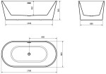 MEXEN/S - Luna vana volně stojící 170 x 80, bílá, sifon a přepad bílá 52031708000-20
