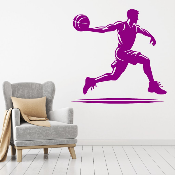 Samolepka Basketbal Barva: fialová, Velikost: 60 x 59 cm