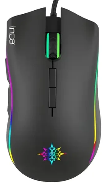 INCA IMG-349 černá / Drátová herní myš / optická / 6400 DPI / 7 tlačítek / RGB / USB / 1.6m (IMG-349)