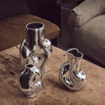 HK living Skleněná váza Gleam Chrome 3,5 l, stříbrná barva, sklo