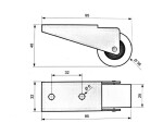 NábytekProNás Kolečko (komplet) 95 x 48 x 32 mm - guma VELIKOST BALENÍ: 1 ks