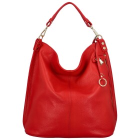 Trendy dámská velká kožená kabelka Mercedes, červená