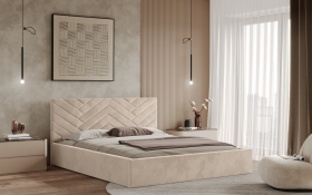 FRONTI Postel TRIEST 160x200 béžová s úložným prostorem