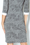 Dámské společenské šaty COLLAR krátké SAF-110-2 šedo/bílé - Numoco bílá/černá XL