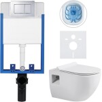CERANO Kompletní podomítkový WC set Lite/Dure - bílá lesklá - WC tlačítko Classic, chrom - k zazdění - 51x35 cm