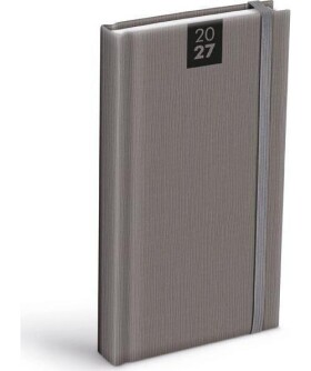 Diář 2027 D802 PU šedý s gumkou 90x170mm