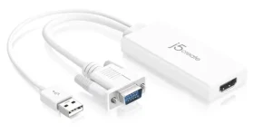 J5Create JDA214 bílá / Adaptér / VGA + audio na HDMI / Full HD 1920x1080 / 60Hz (JDA214-N)