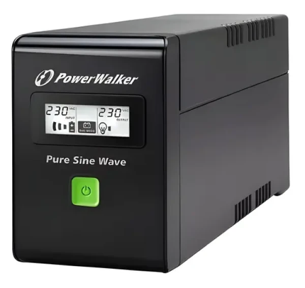 PowerWalker 600VA Pure Sine černá / Záložní zdroj UPS / Line-Interactive / 360 W / LCD displej (VI 600 SW FR)