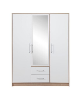 FRONTI Šatní skříň SMART II 150 se zrcadlem dub sonoma + bílý lux 13455