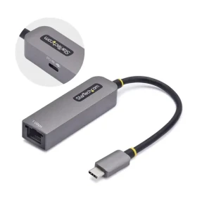 StarTech adaptér USB-C na Ethernet šedá / Adaptér / RJ-45 / 5 Gbps / Realtek RTL8153B (1GPD3-USB-C-ETHERNET)